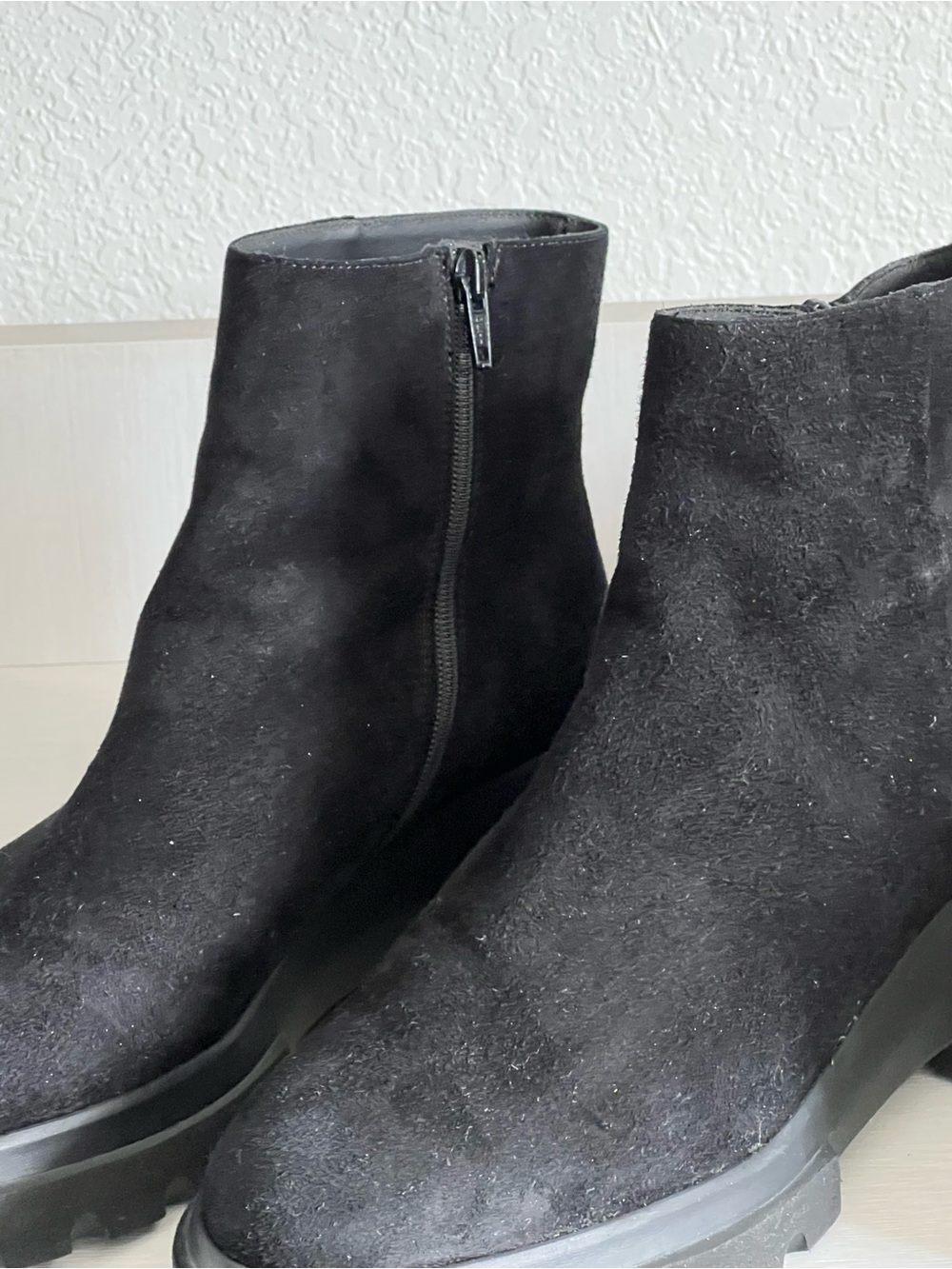 Black Suede Women's Ankle Boots - Classic Zip Closure